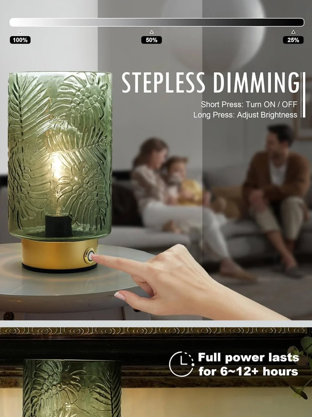 Decorative Green Glass Table Lamp with Gold Base - Home Accents